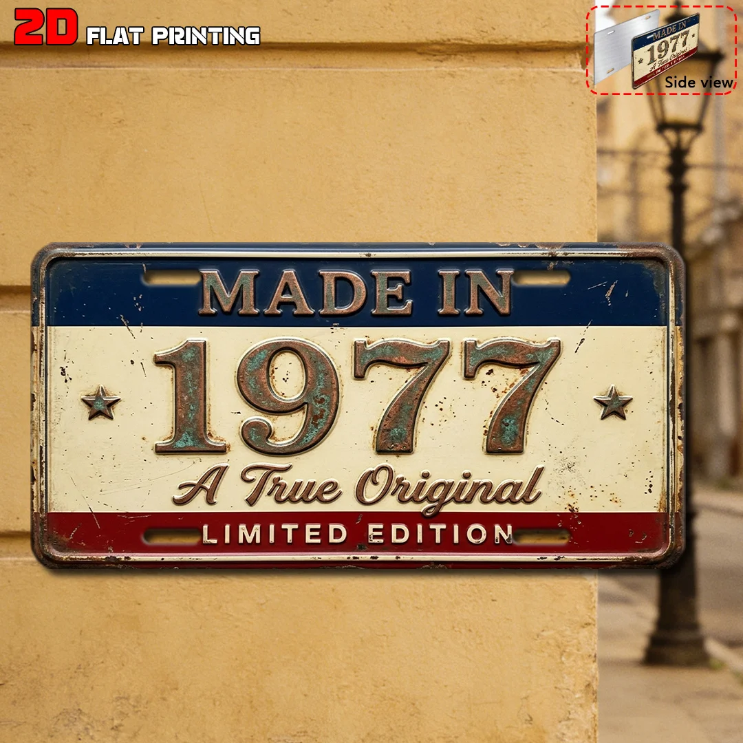 Made In 1977 A True Original Limited Edition License Plate AL Sign - Vintage Durable Metal Plaque Wall Decor, Home Office Bar Ma