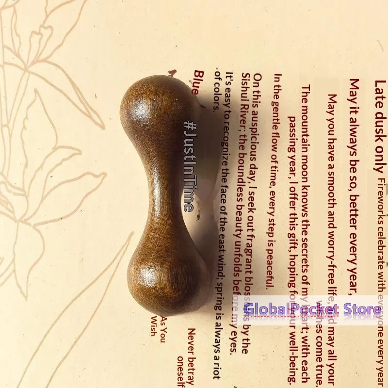 [TG823]Natural Sandalwood Dual Head Facial Massager Smooth Surface Ergonomic Handle For Daily Acupressure Skincare Relaxation
