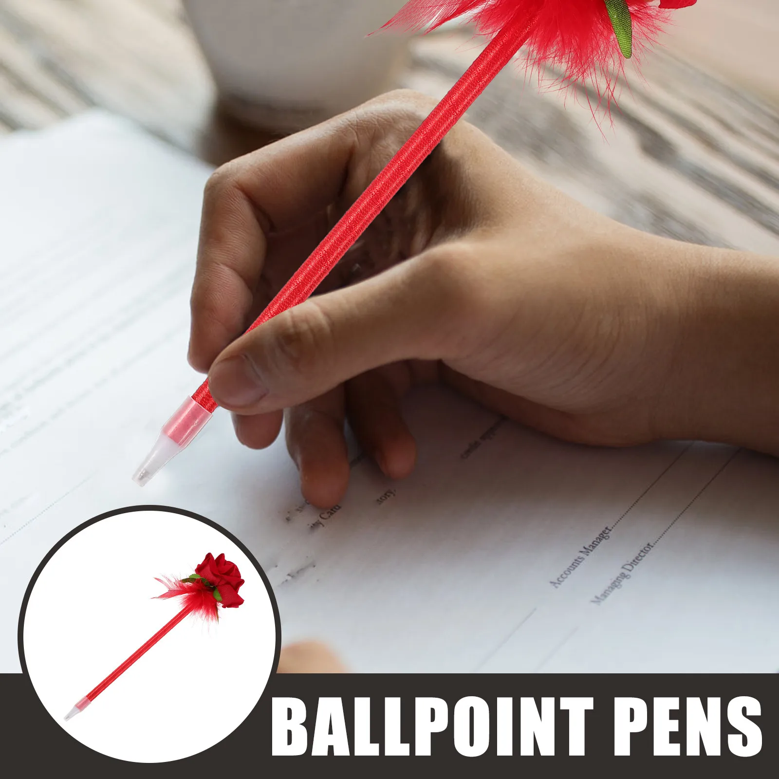 

2Pcs Simulated Flower Rose Ballpoint Pens Office Portable Writing Neutral Ink Pens Floral Design Comfortable Grip