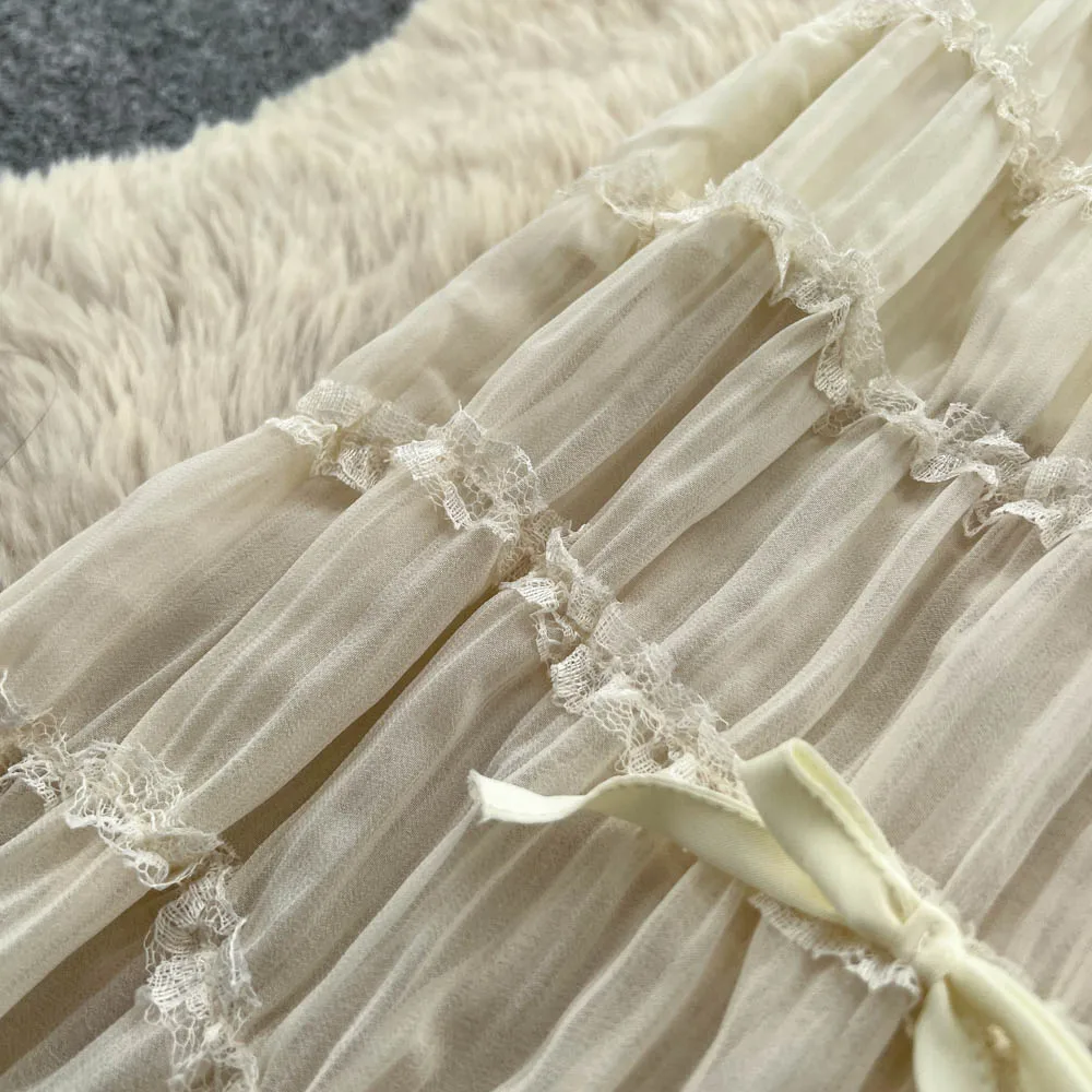 Chic Sexy Edible Tree Fungus sweet High Waist Slip Dress Fairy Casual A-line Dress Vacation Vestidos Women Boho Sundress