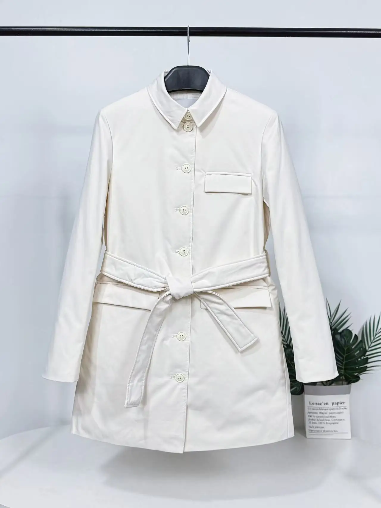 

Женское зимнее пальто Slim Fit с поясом на талии, легкое, с наполнителем из белого пуха, простой дизайн