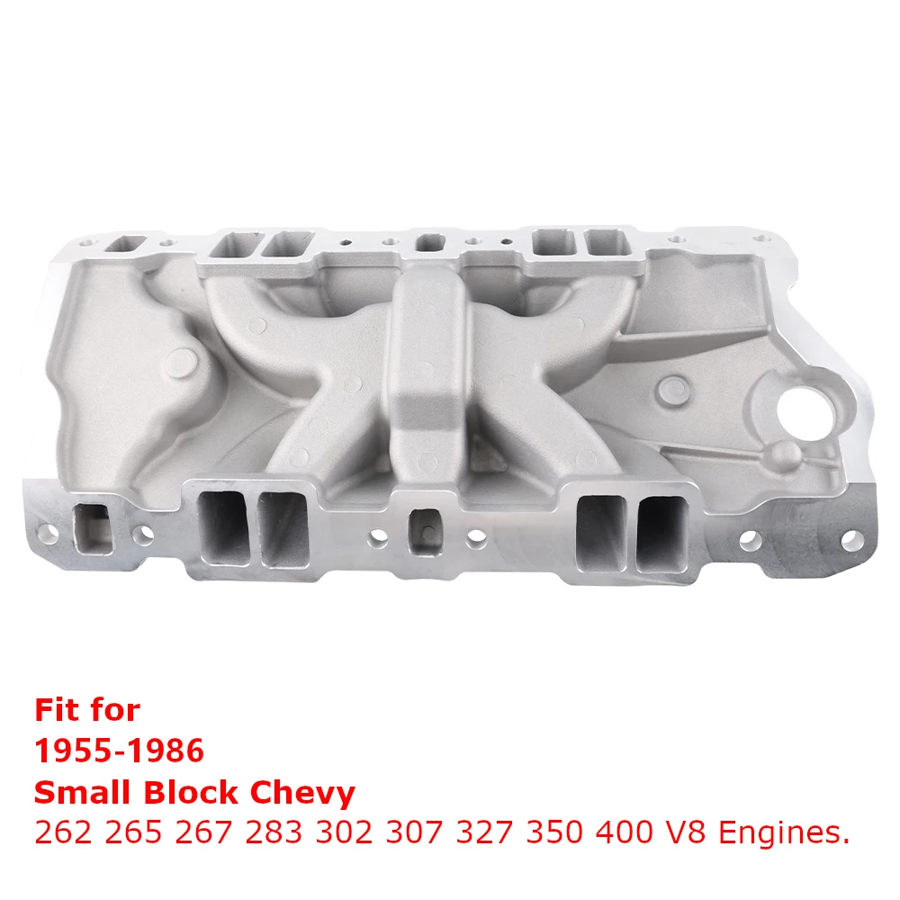 Air Intake Small Block Intake Manifold Silver Aluminum For 1955-1986 Chevy 283 305 327 350 400 Dual Plane SB SBC Engine Parts