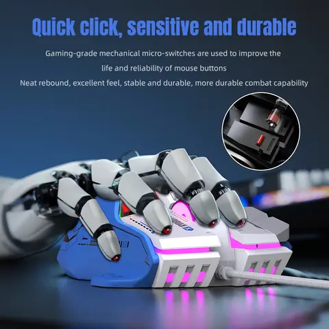 G6 Gaming Mouse Wired 128000DPI ChipA826 RGB Macro-programmable Ergonomic design superior for Gaming and Work