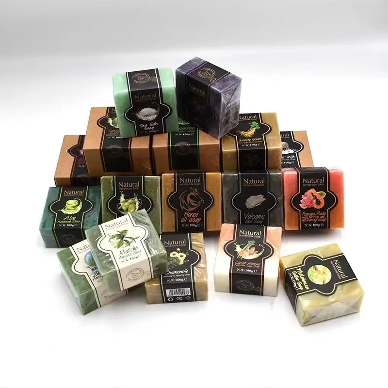 100G Hand Exfoliating Bath Soap Essential Oil Rose Lavender Soaps Transparent Face Honey Turmeric Aloe Coffee Goats Milk