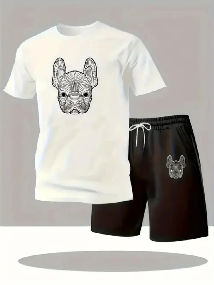 

Летний мужской комплект: быстросохнущая повседневная футболка с коротким рукавом и шорты, городской уличный стиль, спортивный комплект из двух предметов для бега