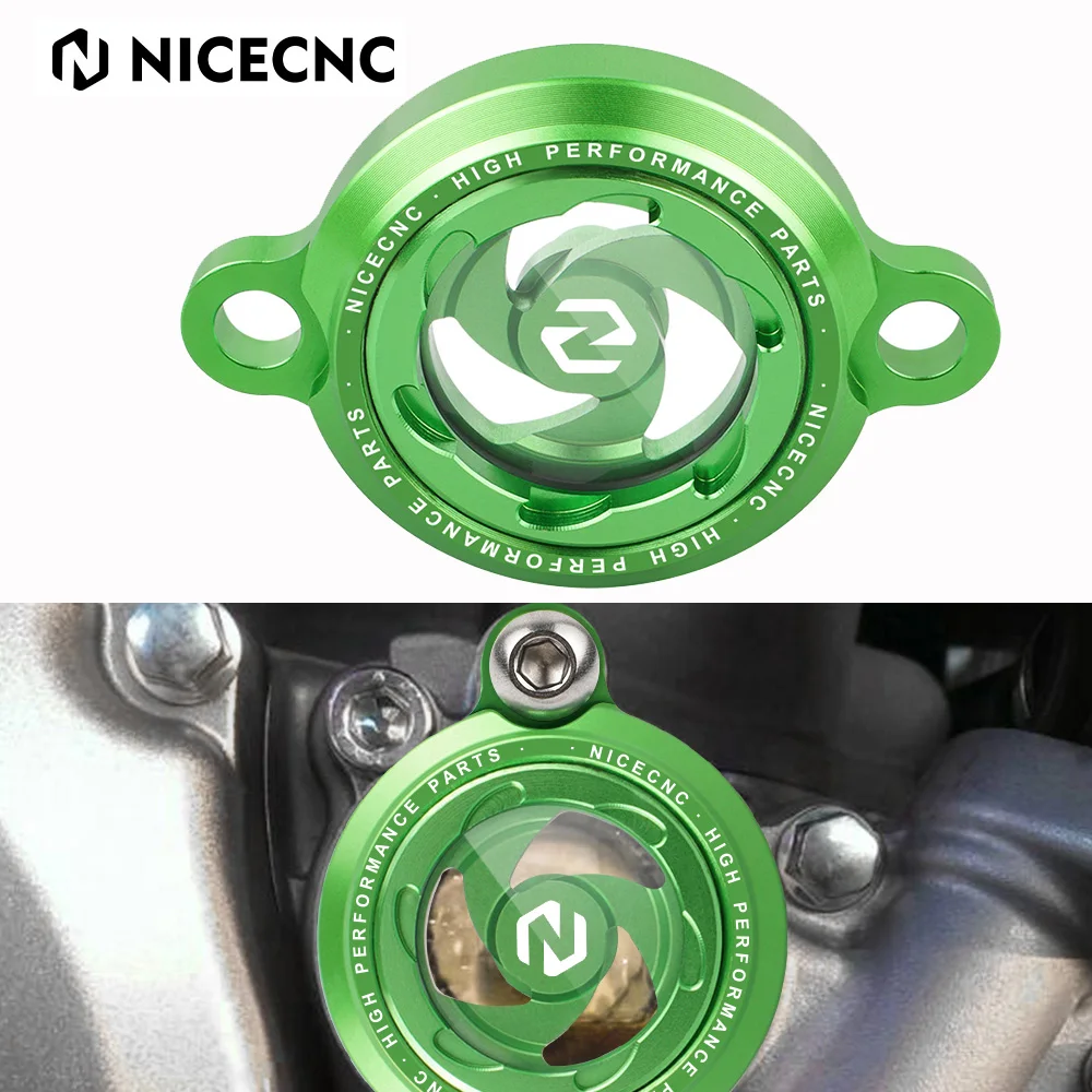 NICECNC Motocross Aluminum Engine Oil Filter Cap Cover For KAWASAKI KX250F 2005-2019 KX250 2019-2022 KX250XC 2021 KX250X 2022