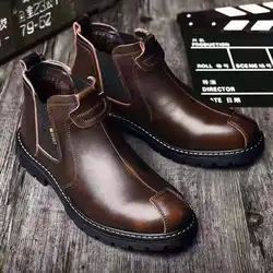 Bottes de travail en cuir véritable pour hommes, chaussures décontractées, bottes de rinçage de style britannique, haute qualité, marque de créateur, 138