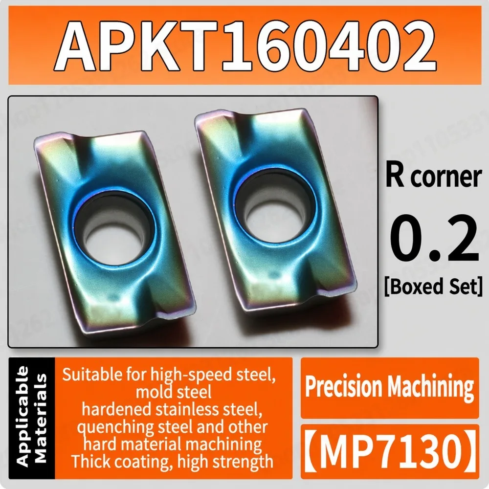 10pcs APKT160402  Carbide Milling Insert R0.2 Thick Coating Hardened Steel Finishing for Mold Steel High-Hardness Stainless