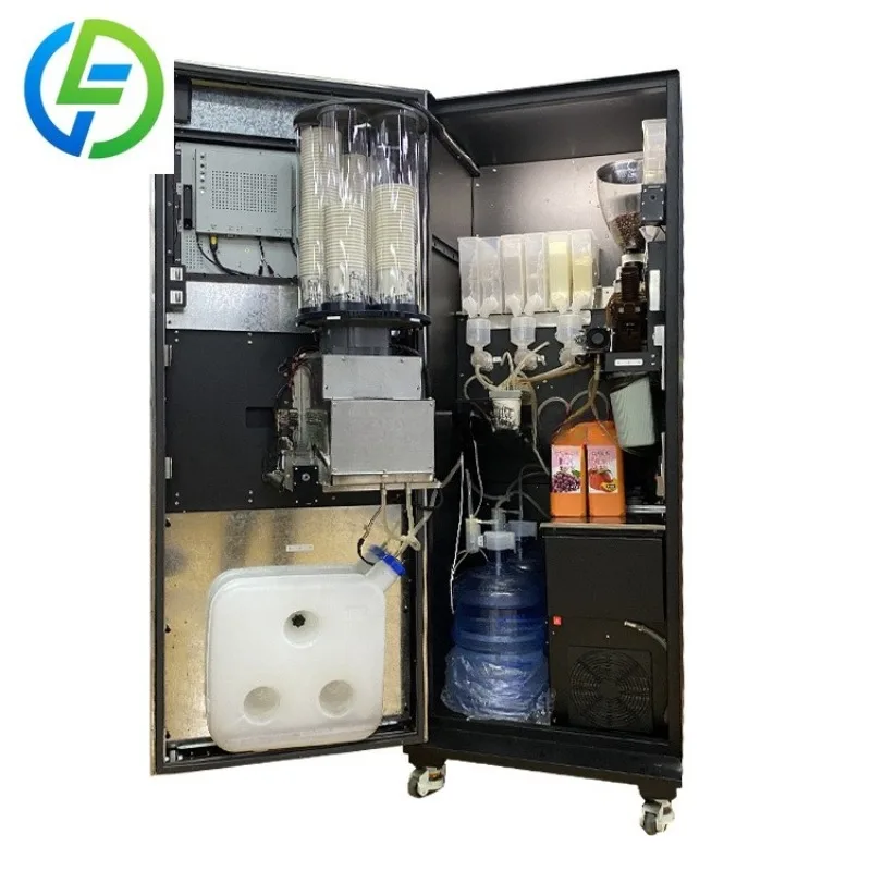 FOODLINE Luxury Business Center Coffee Vending Machine Anti-fog Glass Multi Powder Box Coffee Storage Cabinet