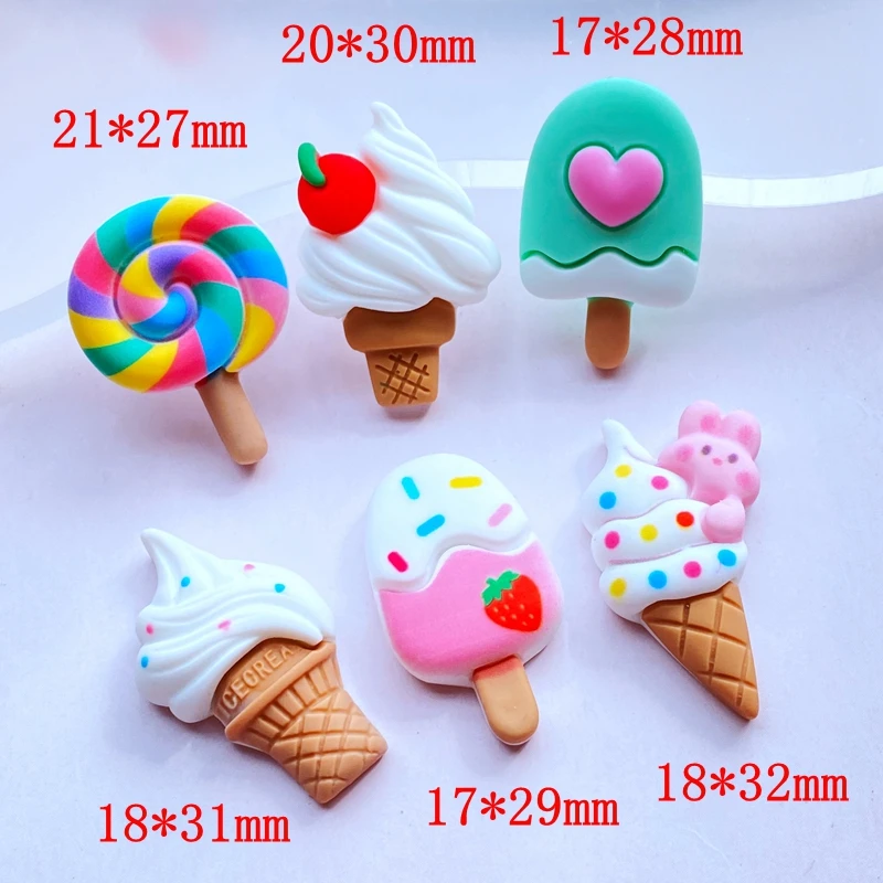 10Pcs New Kawaii Cute Cake/Popsicle/Lollipop Flat Back Acrylic Cabochons Scrapbooking DIY Jewelry Craft Decoration Accessorie