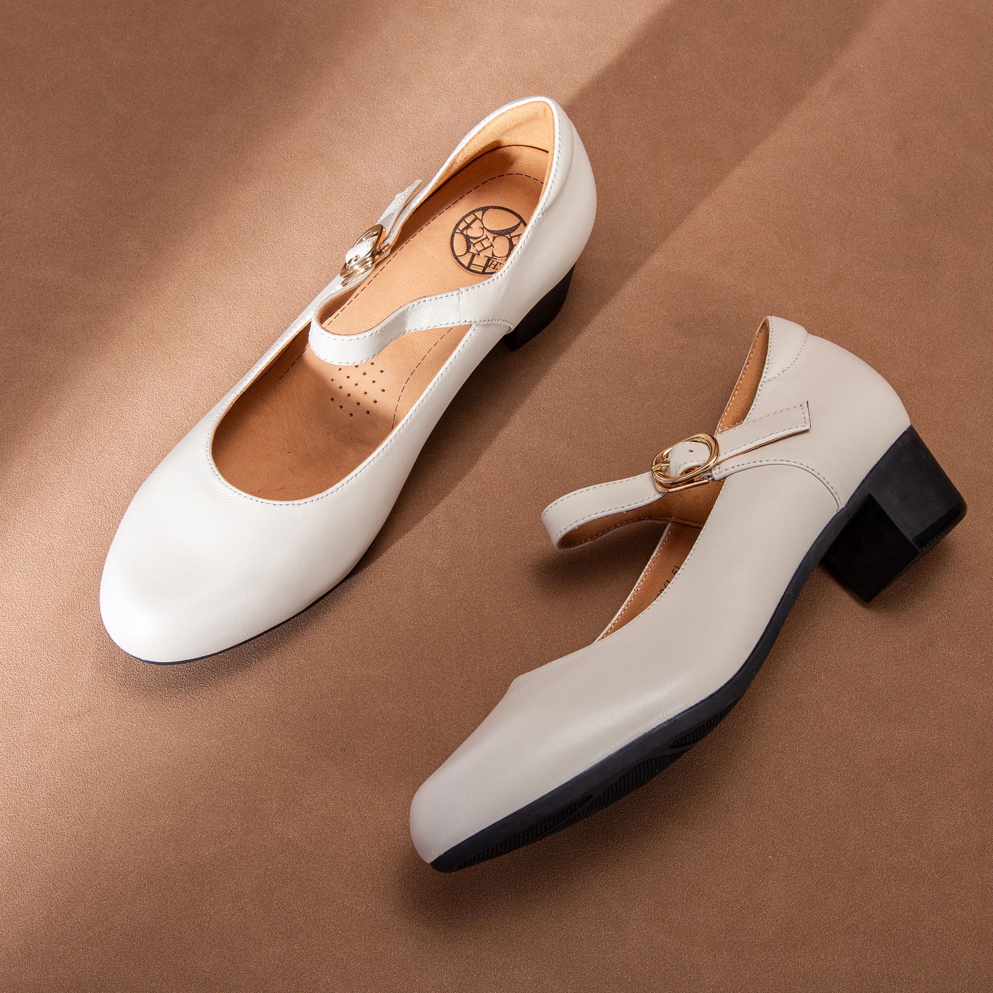 

CHCH женские туфли на высоком каблуке, осенние новые туфли из коровьей кожи, бежевые туфли Мэри Джейн, женская обувь для поездок на работу