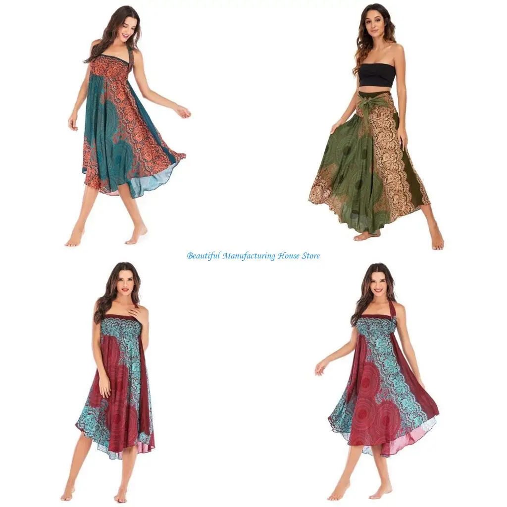 E56A Trendy and Comfortable Long Skirt Summer Maxi Dress for Daily Wear and Dates