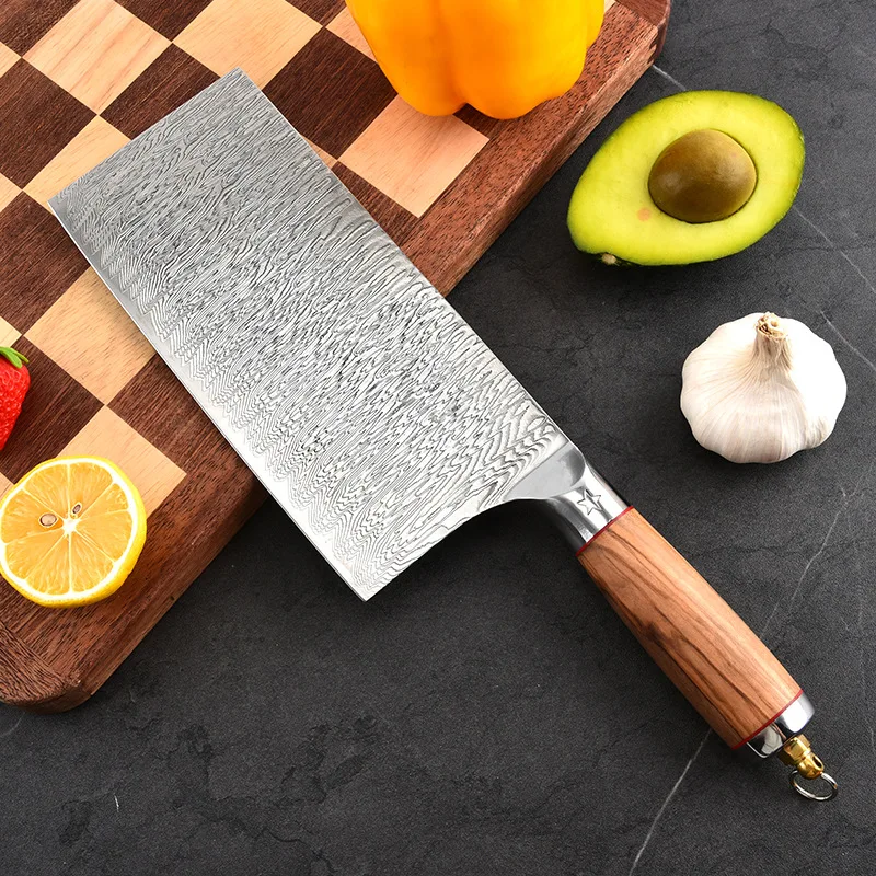 

8 Inch Chopper Knife 67-layers Damascus Steel Blade Olive Wood Handle Chef Slicing Cleaver Kitchen Knives Meat And Poultry Tools