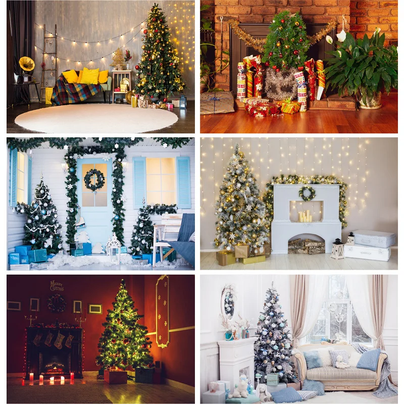 

Christmas Theme Indoor Photography Background Christmas tree Fireplace Children Portrait Photo Backdrops 21712 YXSD-05