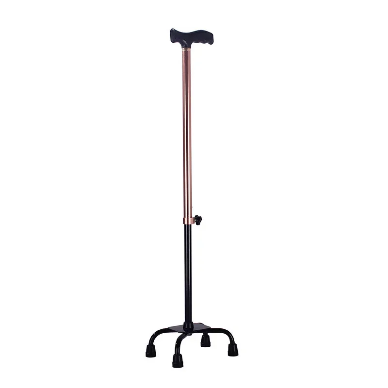 Bronze Aluminum Four-Legged Crutches, Elderly and Disabled Walking Aid, Armrest Support Rehabilitation Stick, Support Cane