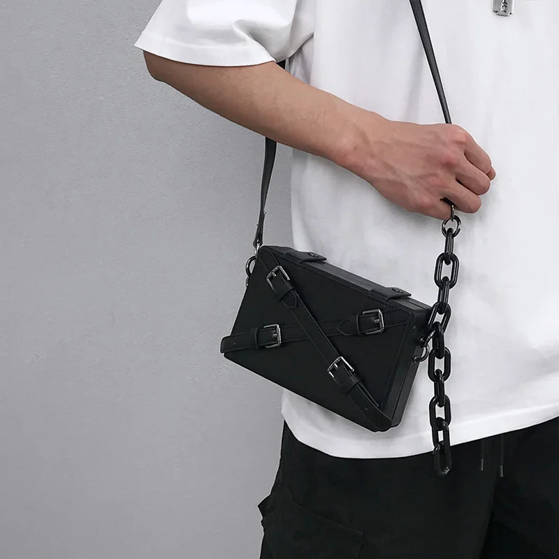 Messenger Bag Men\'s Fashion Box Shape Bag Student Small Bag New Versatile Mobile Phone Bag Unisex Mini Single Shoulder Bag