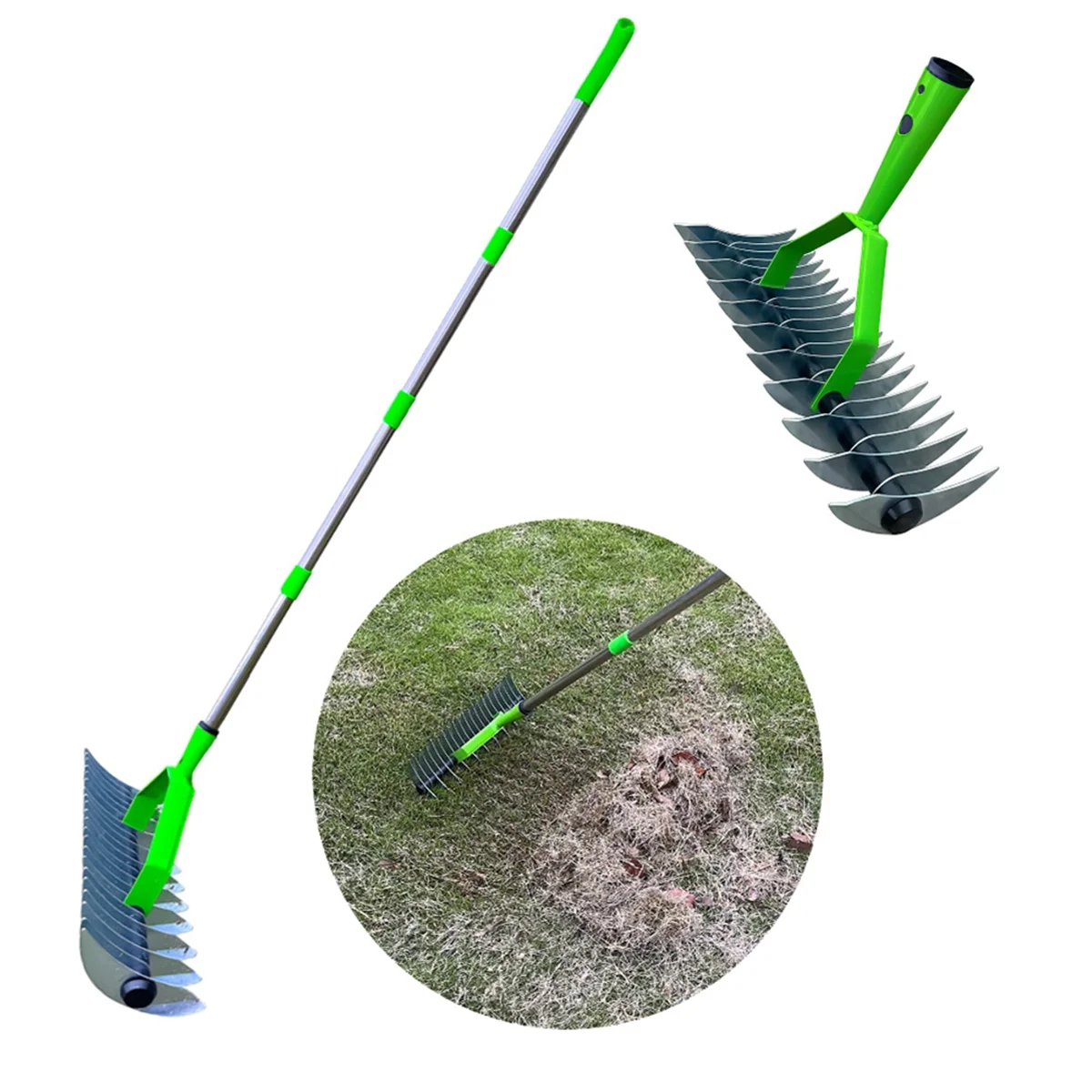 Thatch Rakes, Lawn Thatch Rakes, Weeder Rakes, Multipurpose Lawn Grooming Rakes for Cleaning Dead Grass, with Handle