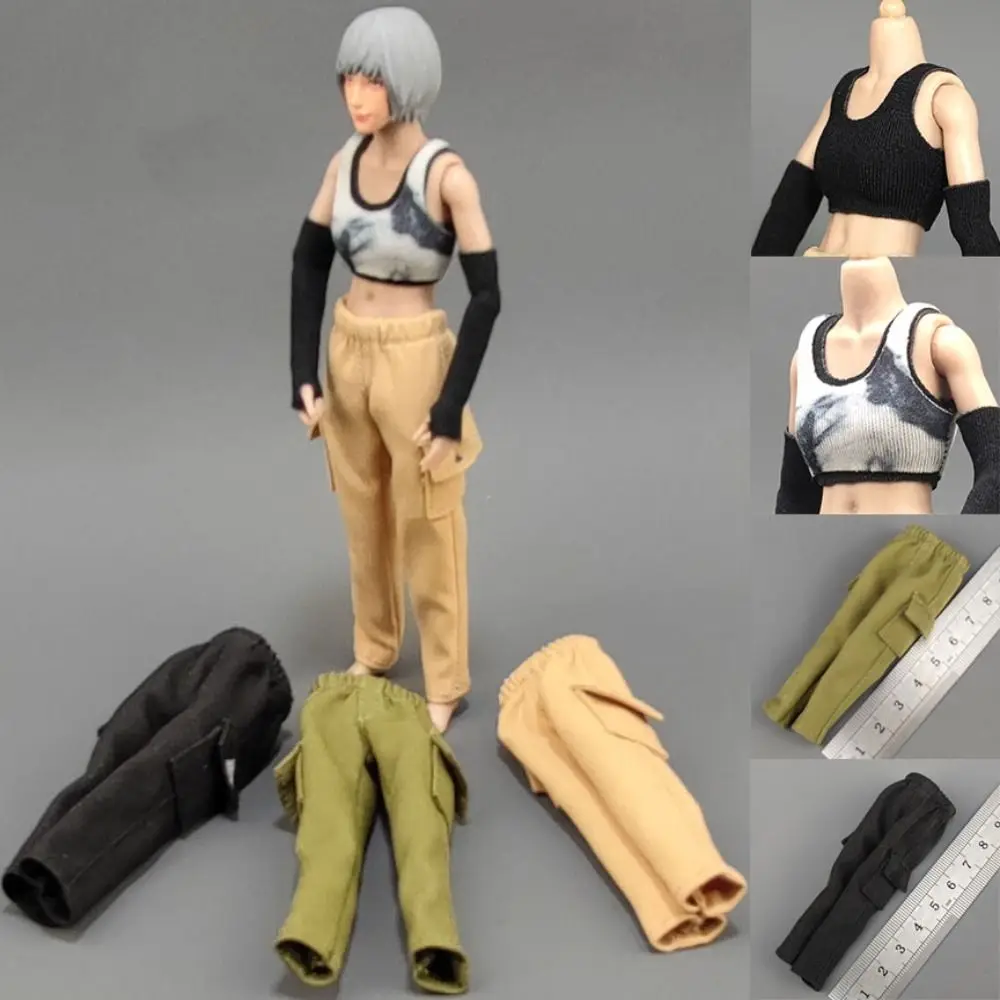 Alta calidad, 6 estilos, pantalones de bolsillo, camisetas sin mangas de algodón, mangas, figura de soldado, accesorio 1/12 soldado en miniatura