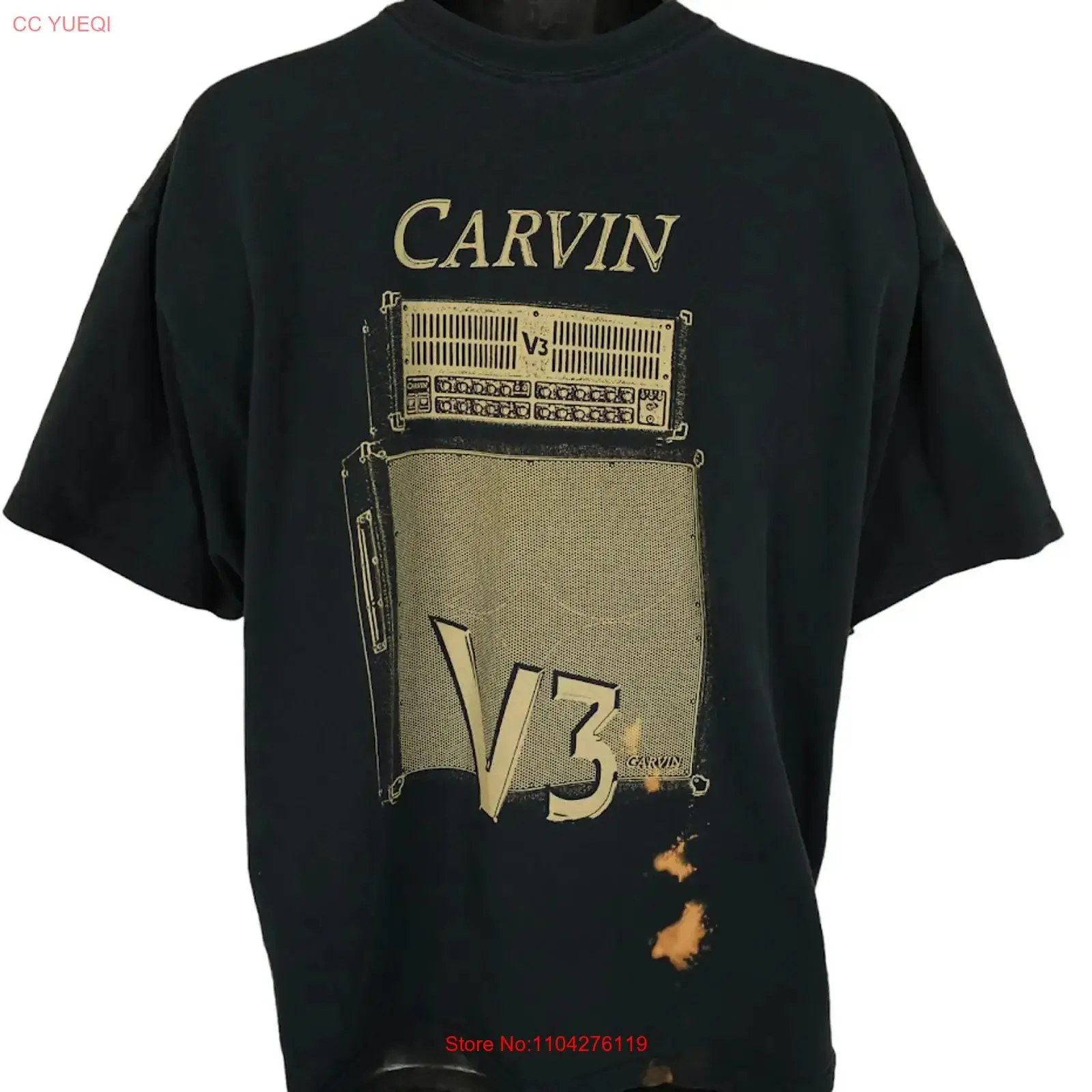 Carvin V3 Guitar Amplifier T Shirt Mens Size 2XL Black All Tube Amp vintage Washed designer clothes Stretched