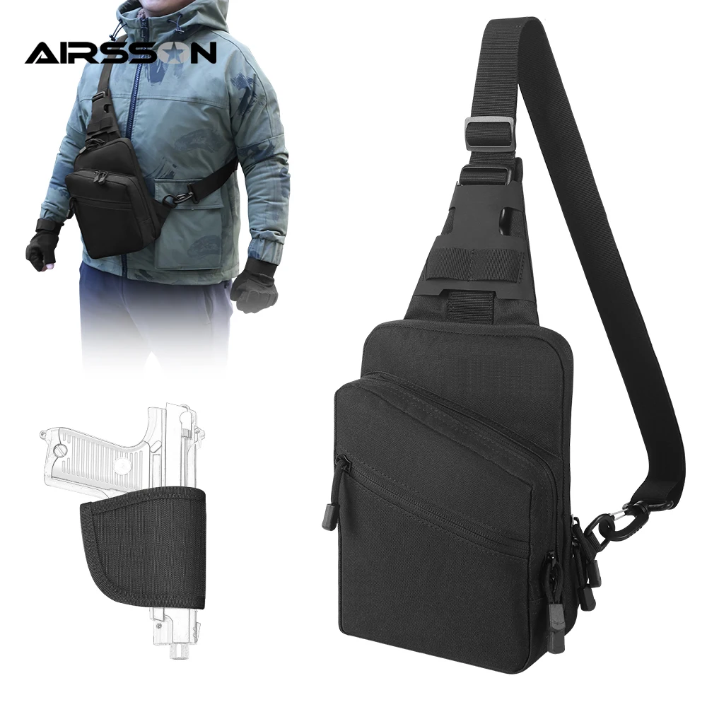 

Tactical Gun Bag Pistol Holster Concealed Gun Carry Bag Men Shoulder Strap Bag Handgun Pouch Sling Bag for Outdoor Hunting