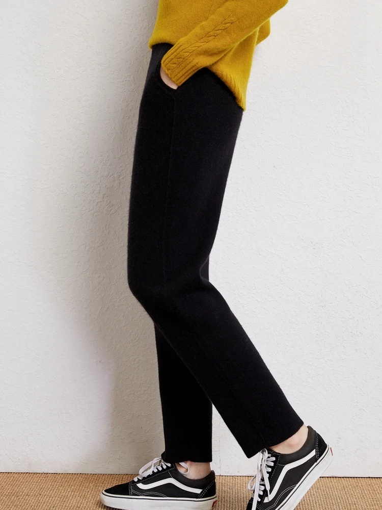 Choice Pantaloni da donna in cashmere di capra al 100% Pantaloni casual alla caviglia a matita Autunno Inverno Pantaloni spessi e caldi in maglia di cashmere