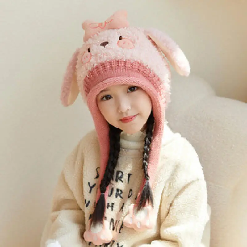 Anime Hello Kitty Kawaii Hat Sanrio Cartoon Melody Children New Cute Plush Thicken Windproof Ear Protection Warm Soft Hat Gift