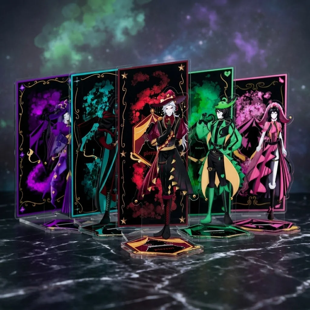 Game Anime The Freak Circus Acrylic Stand Keychain 15CMDouble Insert Pierrot Jester Harlequin Desk Ornament Fan Collectible Gift