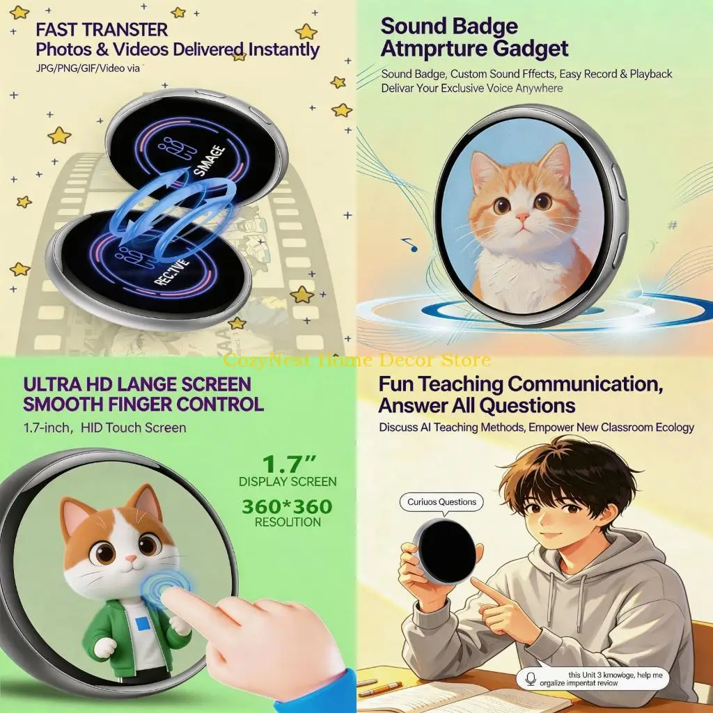 92MF 128MB Digital Animes Pin Touch Control Display Badges GIF Photo Display Gifting