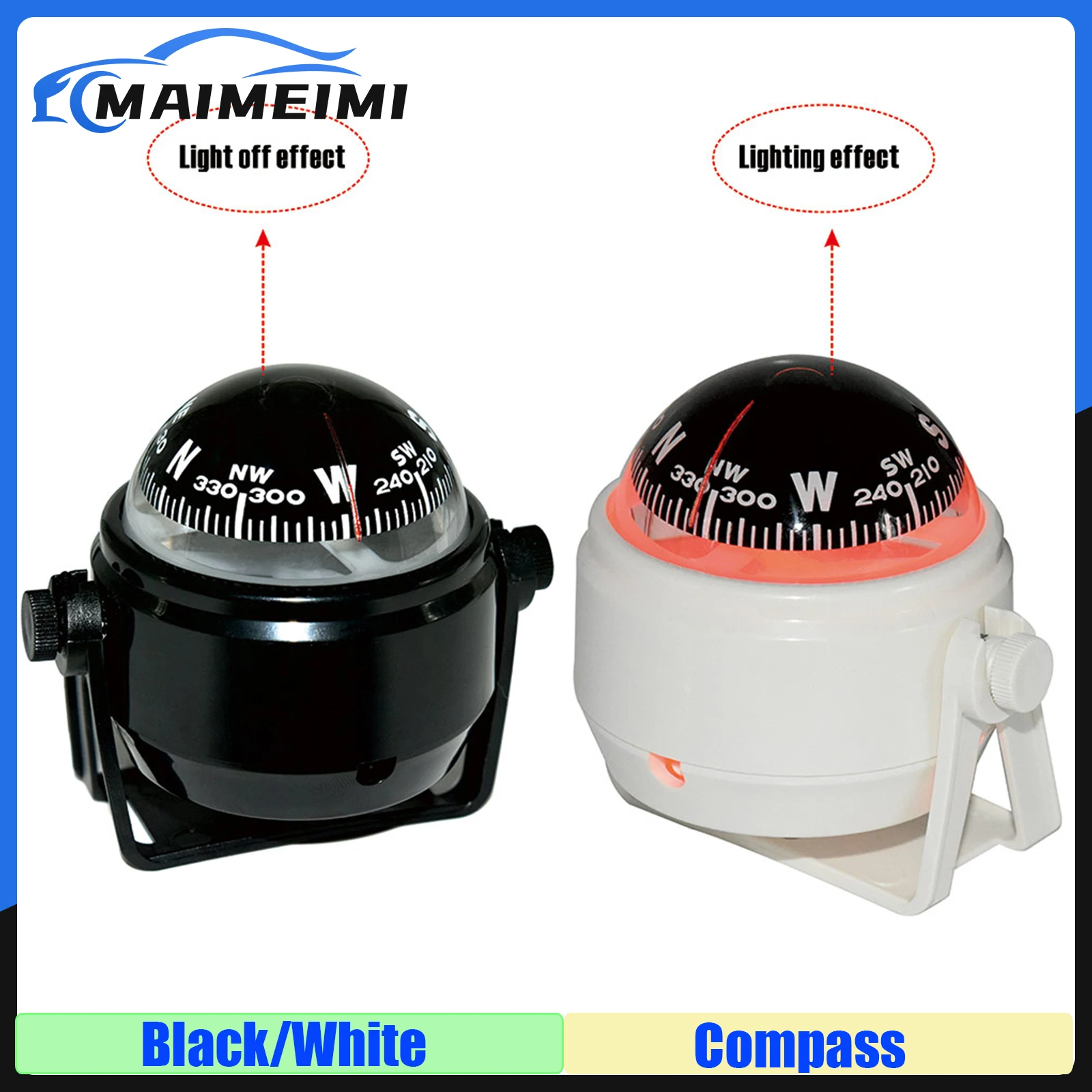 

Водонепроницаемый морской компас MAIMEIMI, морской поворотный морской лодочный компас с электронной светодиодной подсветкой для морской навигации положения
