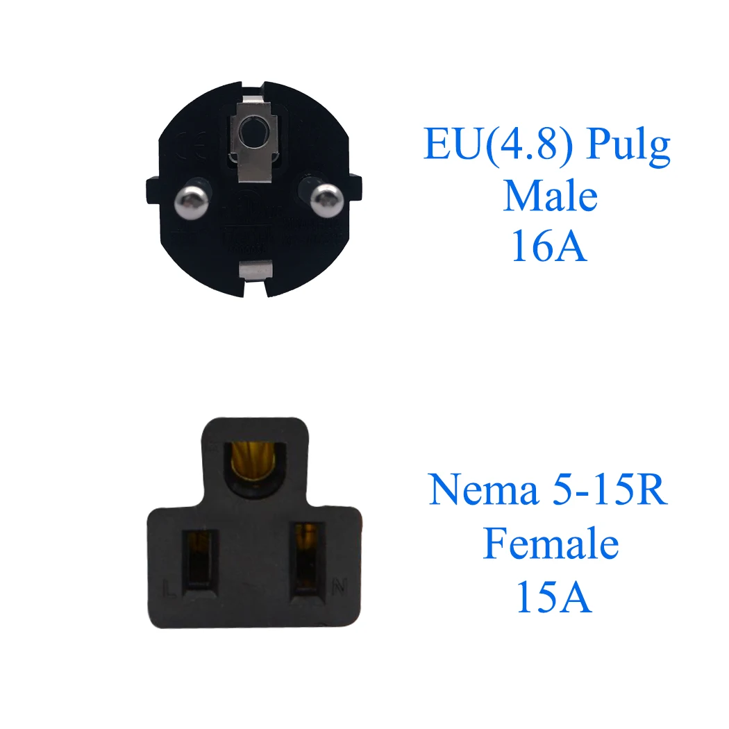 Germany France CEE 7/7 Travel Power Plug Adapter (Type C) USA NEMA 5-15R Receptacle To EU Schuko Power Converter 10A 250V Indust