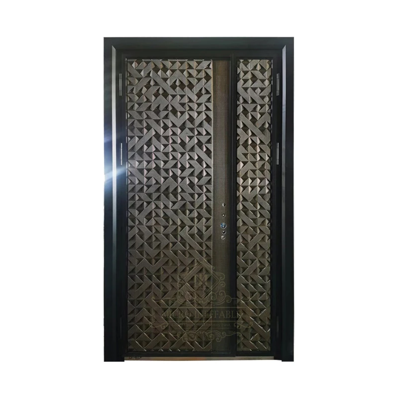 Puertas delanteras de acero de entrada de Metal Exterior de seguridad a prueba de balas de aluminio fundido de diseño de lujo de calidad Superior