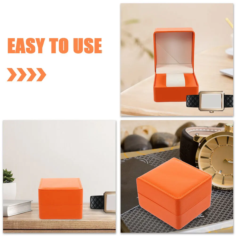 

2Pcs Single Watch Storage Box PU Organizer Travel Case Wristwatch Display Holder Gift Packaging Box Watch Display Case