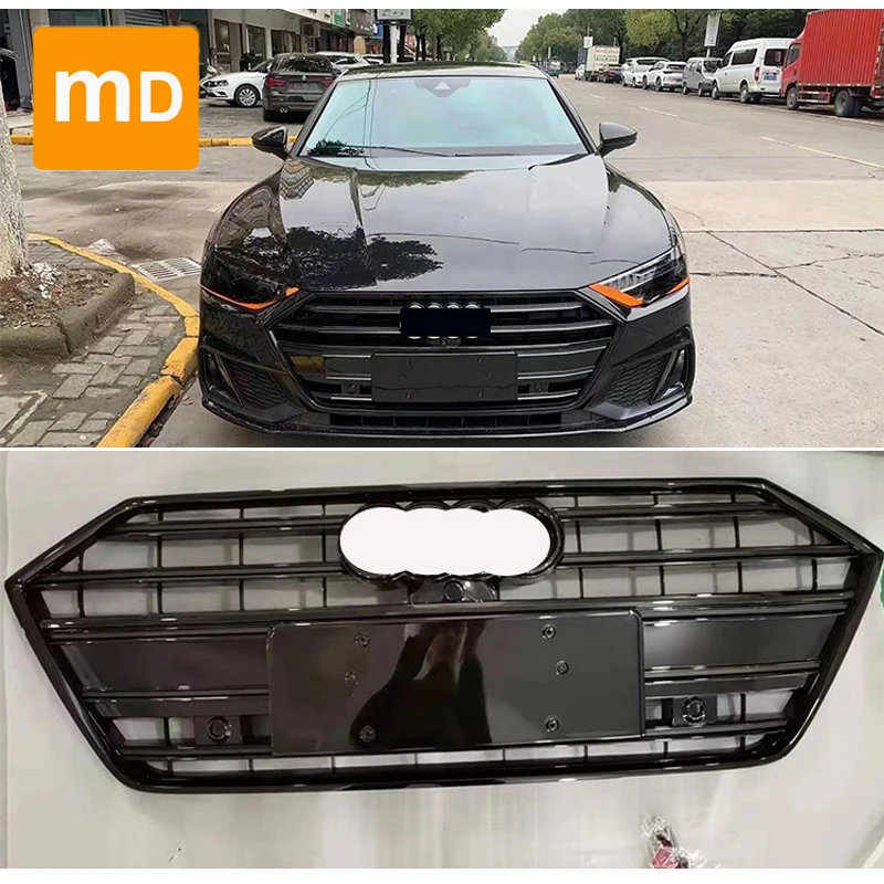 Glossy Black Radiator Grilles For 2018-2023 Audi A7C8S7 Modified Bumpers Body Kit Guard Car Accessories Upgrade