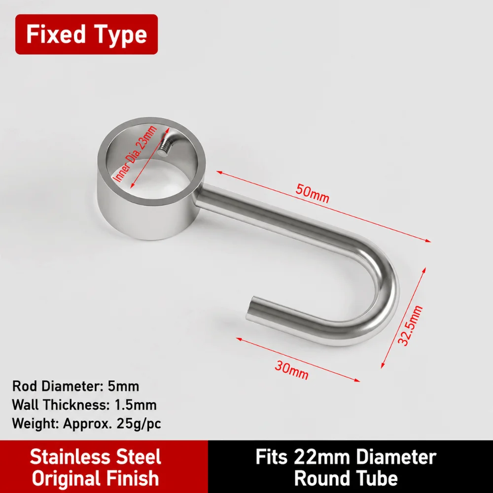 4pcs Sturdy Stainless Steel Pipe Hook Hanger Windproof No Punching Curtain Rod Hook Rod Mount Hanging Pipe Hook Wardrobe