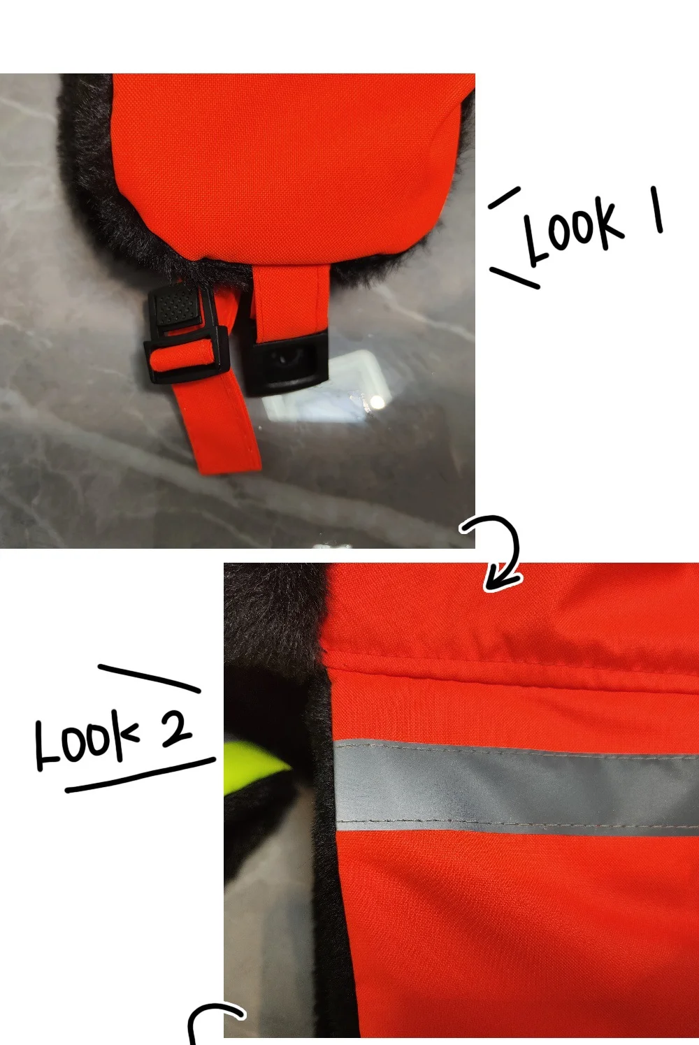 Winter-Trapper-Mütze mit Ohrenklappen in Orange und fluoreszierendem Grün, reflektierende Mütze für Arbeiten im Freien, Jagd, Skifahren – Detail 2