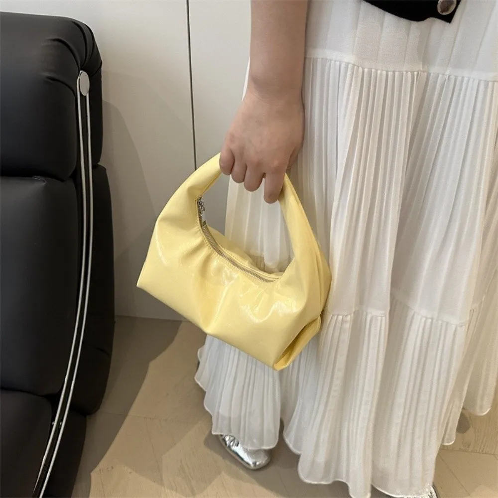 

Fashion Solid Color Clutch Bags Pleated Dumpling Armpit Bags Pu Leather Versatile Shoulder Bags Girls