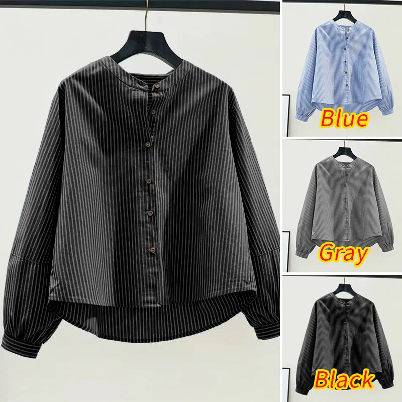 ZANZEA Camicie a righe da donna Moda Bottoni a maniche lunghe Elegante camicetta da ufficio 2026 Primavera Casual Allentato Lavoro Streetwear Top Blusa