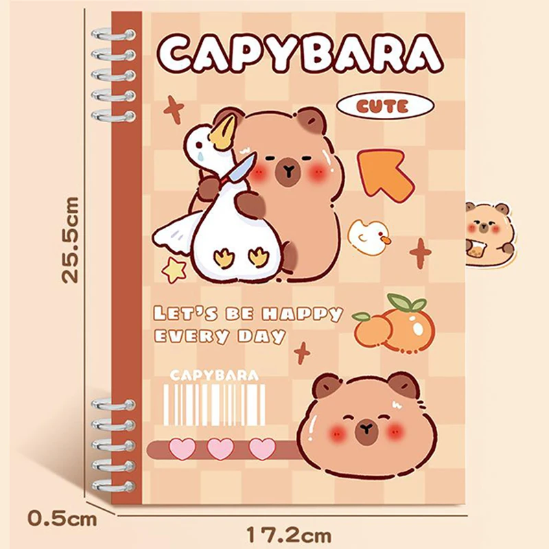 Cartoon Fashion Coil Notebook Cute Capybara Spiral Lined Notebooks Thicker Paper Planner Daily Notebook School Office Supplies