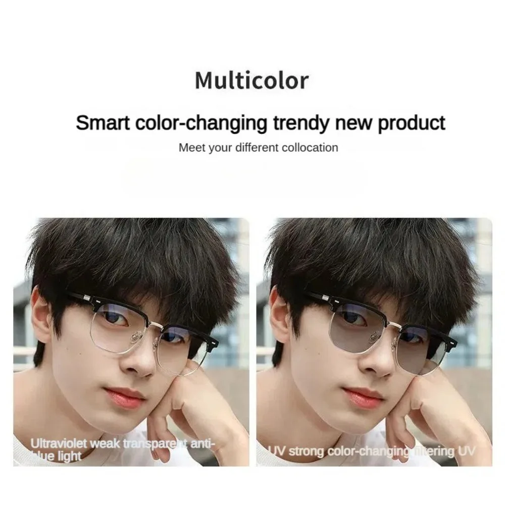 Photochrome Anti-Strahlungs-Brille, Brillen für Damen und Herren, Vintage-Brille mit Augenbrauenrahmen, modische Brillen – Detail 4