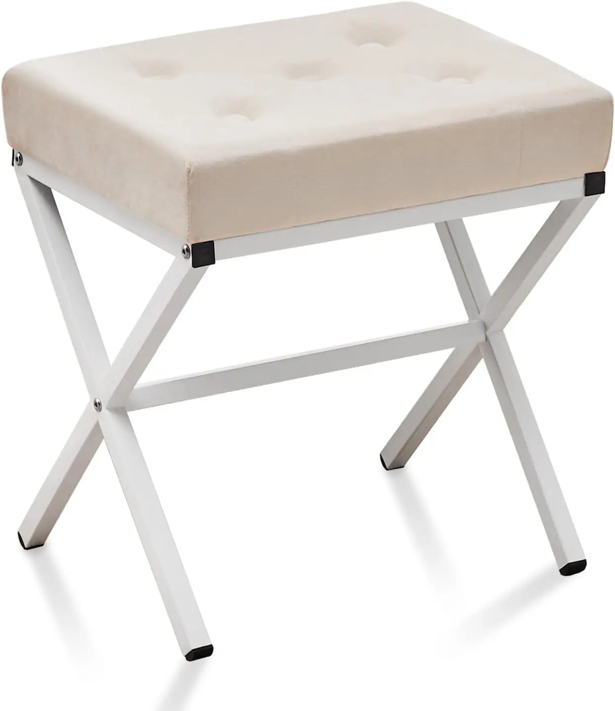 

Ottoman Foot Stool Tufted Vanity Stool Thickened Cushion Footstool Mulifunctional Shoe Changing Seat Step Stools With Metal X