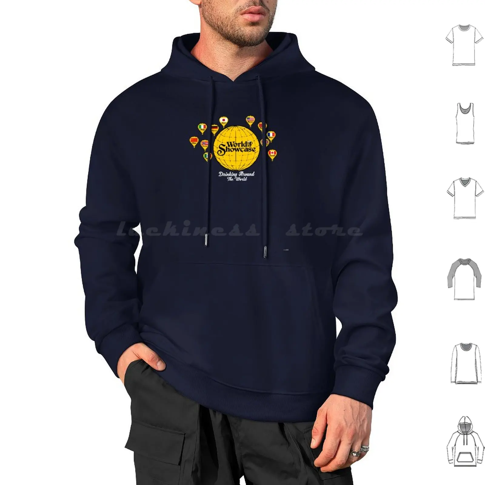 Drinking Around The World-Hoodie cotton Long Sleeve Drinking Around The World Uk United Kingdom Japan Italy America Germany