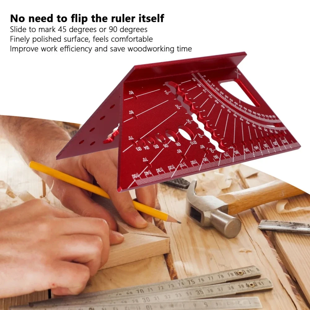 Aluminum Alloy Woodworking Angle Ruler,3D Mitre Angle Measuring Measure,45 Degree /90 Degree T-type Carpenter Measuring Tool