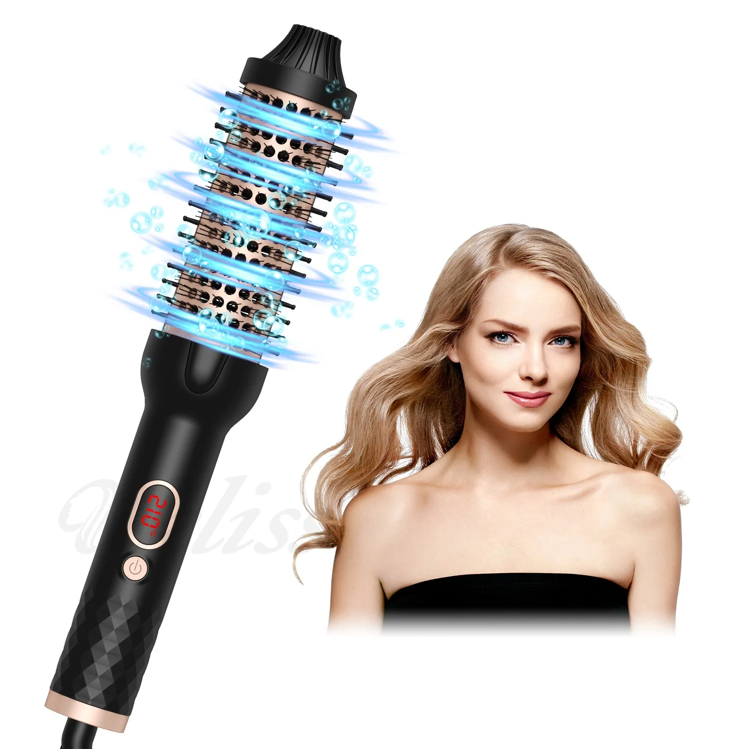 Portable Three-in-One Multifunctional USB-powered Electric Hair Brush Foldable Nylon Comb for Straight Curly Hair for Household