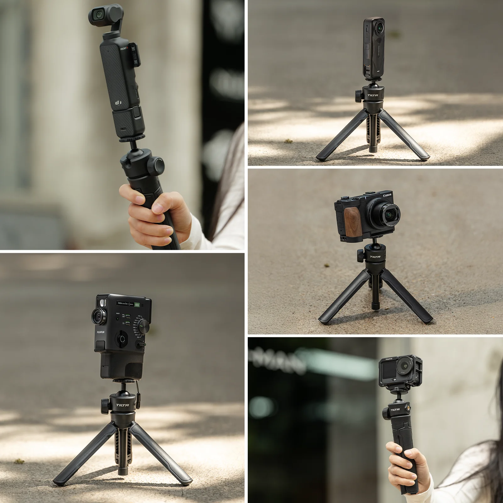 TILTA Schnellverschluss-Selfie-Stick-Stativ, Mini-Automatik-Handystativ, aufklappbarer Bodenständer für Outdoor-Reisen und Vlogs TT-SS-BH-B – Detail 9