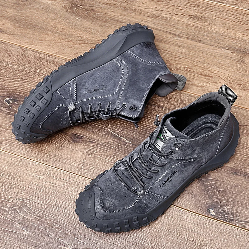 Botas antiderrapantes masculinas para caminhada ao ar livre, sapatos casuais masculinos, tênis de trekking e caminhada, resistente ao desgaste,