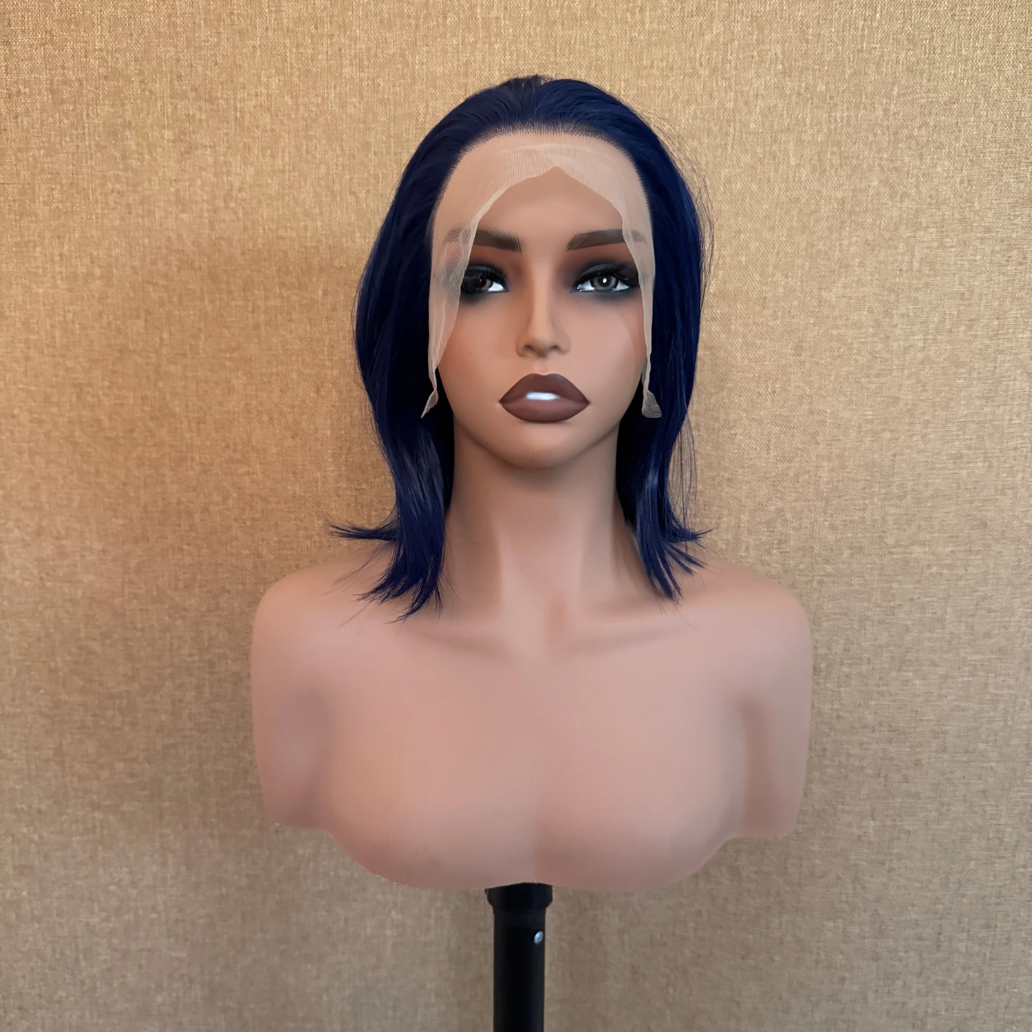 Navy Blue 13×4 Synthetic Lace Front Wig for Men Short Cut Bob Wigs for Women Cosplay 150% Density Glueless Natural Daily Use Wig