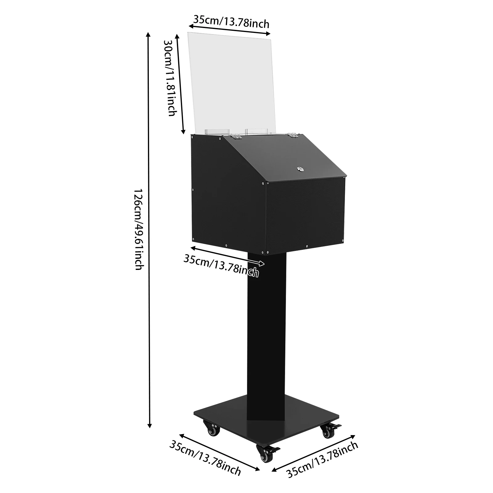 

Suggestion Box with Lock and 2*Key Ballot Box with Sign Holder, Floor Standing Donation Box with 4*Universal Wheels
