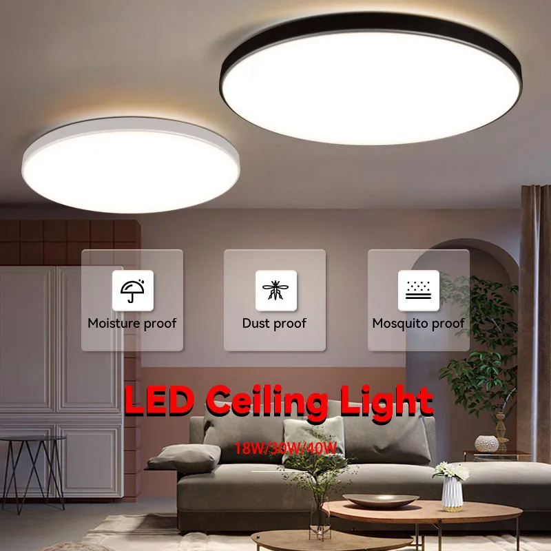 

LED 220V Ceiling Lights Modern Bedroom Ceil Light 18/30/40W LED Ceiling Lamps Round Living Room Indoor Kitchen Lamp White Light