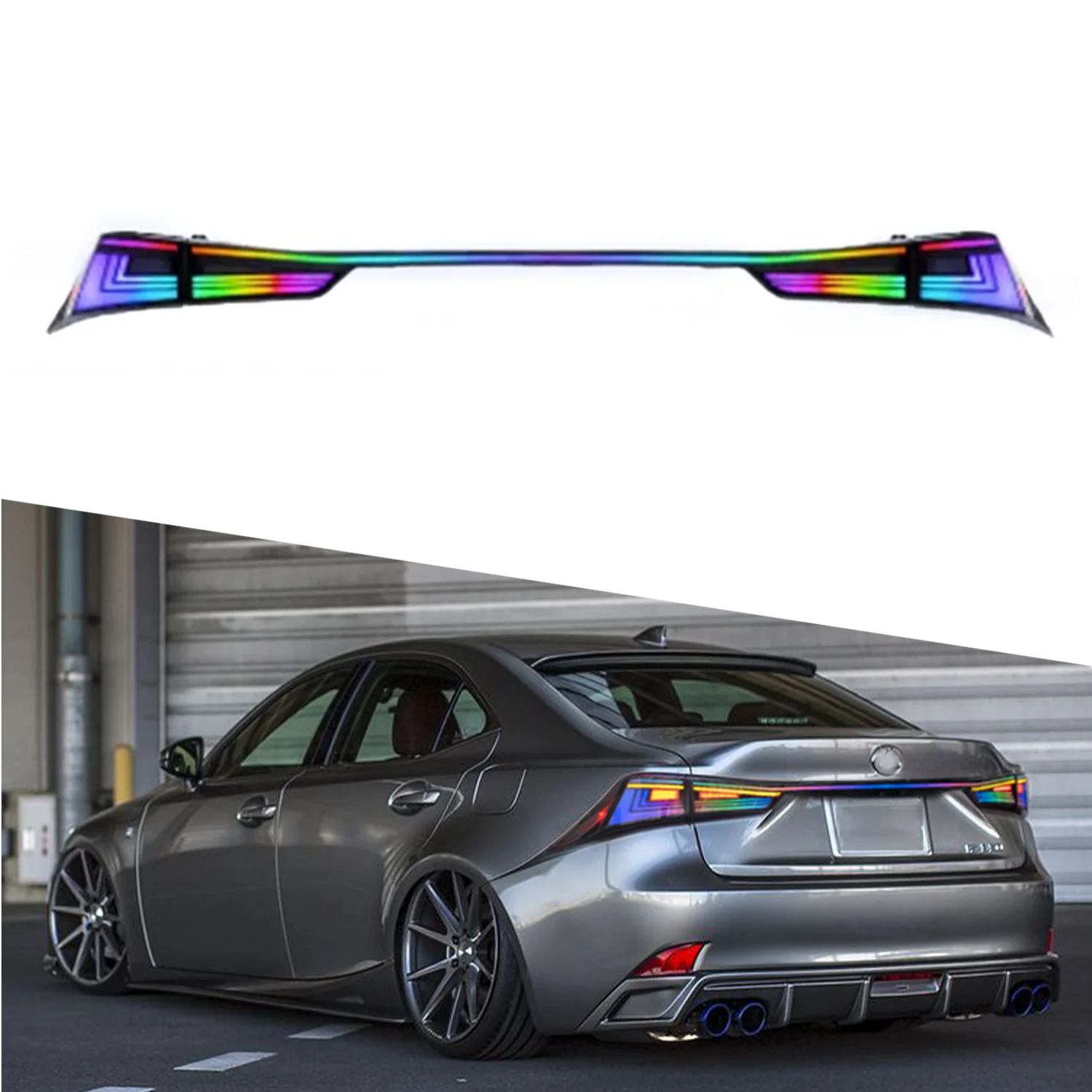 

RGB LED Taillights For LEXUS IS250 300 350 2013-2020 Car Trunk Bar Light With Dynamic Animation Automobile Rear Lamp Assembly