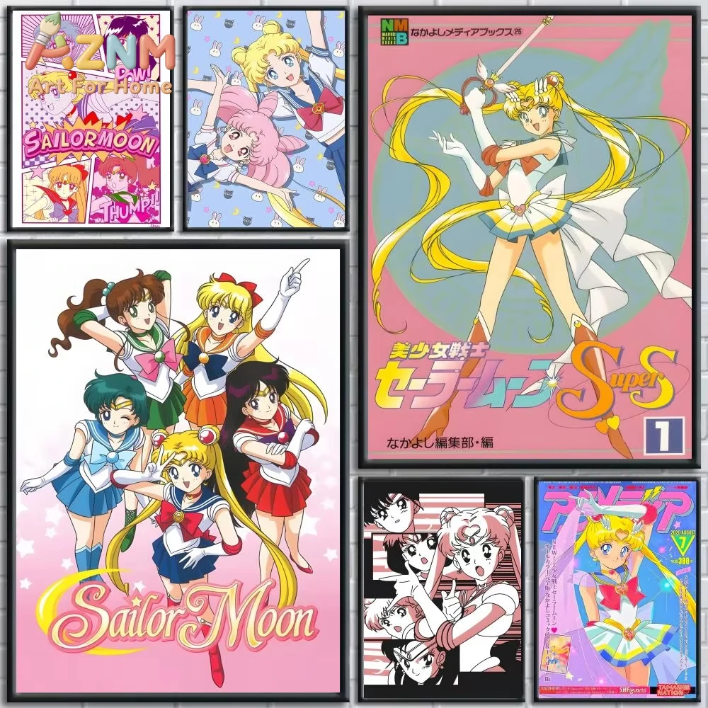 1pc Cartoon S-Sailor M-Moon Poster HD Self Adhesive Waterproof Wall Art Ideal for Home Office Dorm Bedroom Great Gift